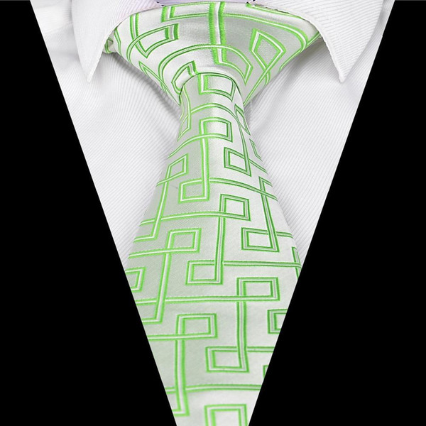 Ikepeibao Cheap Ties New Men`s Tie Green Maze Jacquard Woven Microfiber Korean Necktie