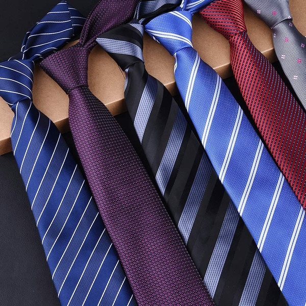 Man's New Classic Ties 7cm Striped Polyester Woven Black Blue Red Orange Tie Business Wedding Party Casual Necktie