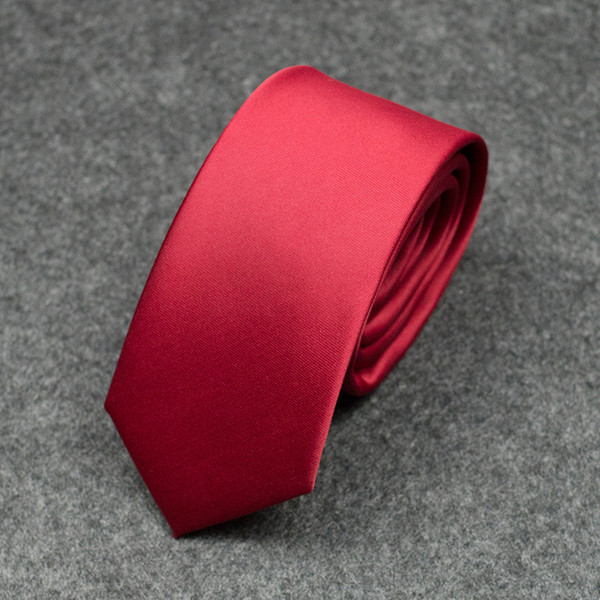 Tie men's formal business professional students jujube red solid color Korean version of the narrow tide groom wedding annual meeting 6/8cm