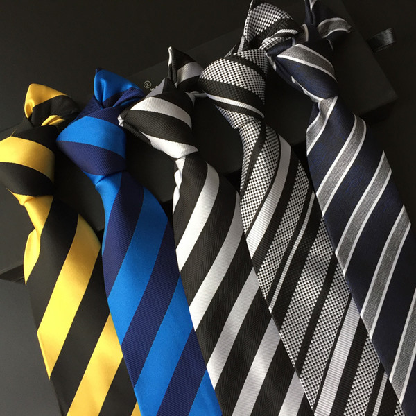 Best selling men's business executive tie polyester silk arrow type jacquard big striped tie men's spot wholesale 8cm 100pcs