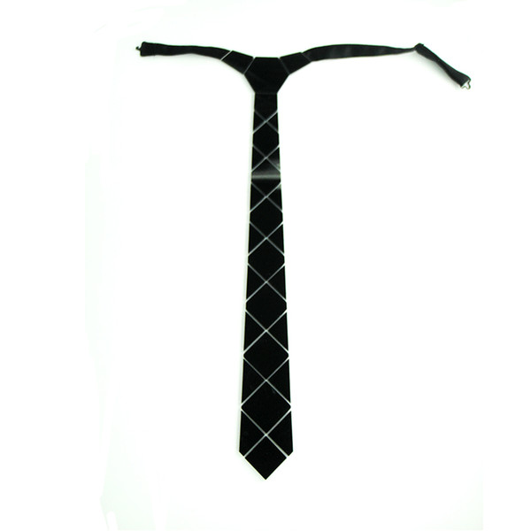 Wholesale Hand Made Black Mirror Large Diamond Plaid Men Necktie With Color Box, Wholesale Price