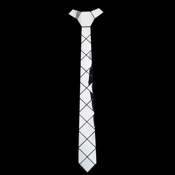 Geometric Concept Silver Mirror Diamond-shape Plaid Necktie Luxurious Handmade Wedding accessories