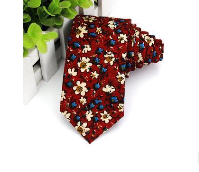 New Euro-American fashion trend hip-hop leisure collar men's cotton print 6 cm tie groom's best man presided over performance jewelry