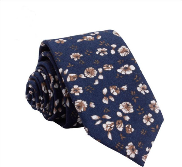 European and American leisure business men's fashion pure cotton printing accessories tie men's 6cm fragmented tie jewelry