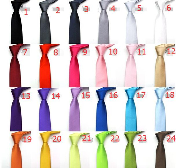 5 cm 24colors in stock mens regular sized neck ties imitate silk solid color plain wedding necktie lenth Free Shipping