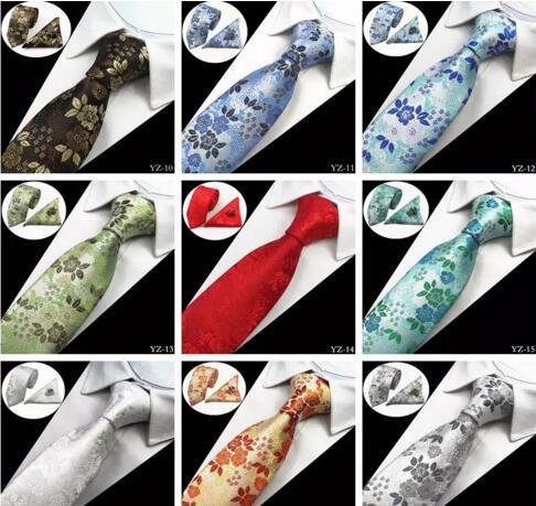 20 Styles Mens Ties sets Floral 100% Silk Jacquard Woven Necktie Gravata Corbatas Hanky Cufflinks Tie Set for Men Formal Wedding Necktie Set