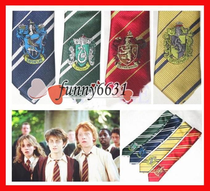 Necktie College tie boy Gryffindor tie with badge Slytherin Ravenclaw Costume Accessory tie multicolour girls children stripe ties