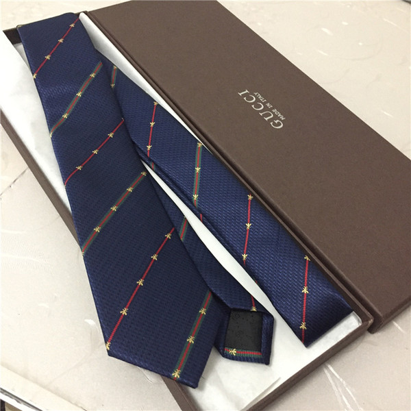 2019 classic tie fashion brand men's silk tie high-quality silk yarn-dyed monogram Neck Ties brand gift box tie