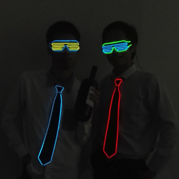 EL 2019 cross-border hot seller EL luminous tie luminous novelty creative tie LED tie night light bar atmosphere props