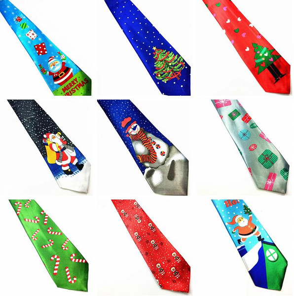 24 styles Christmas Ties 9.5cm Christmas Tree snowman Novelty Necktie Red Santa Claus Snowflake Neck Tie For Xmas Gift