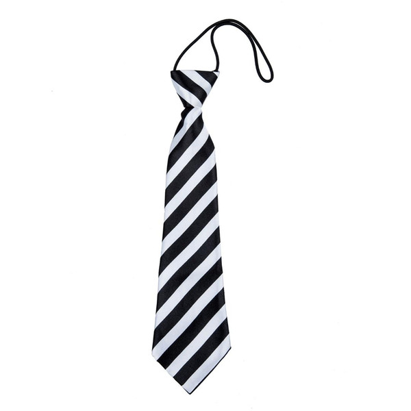 Children Cute Fashionable Elastic strap Diagonal Stripe Tie - Black + White