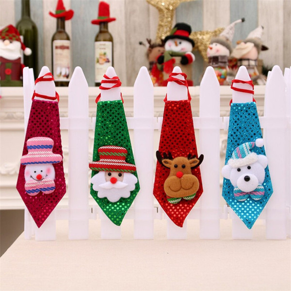 Christmas Children Adjustable Neck Tie Santa Claus Snowman Reindeer Bear Tie Christmas Party Decoration For Home Ornaments