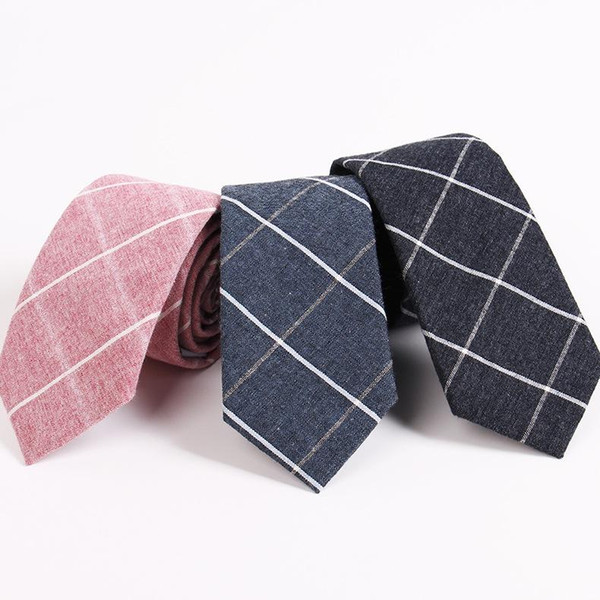 100%Cotton Plaid Cotton men's casual fashion wholesale Korean version of narrow tie