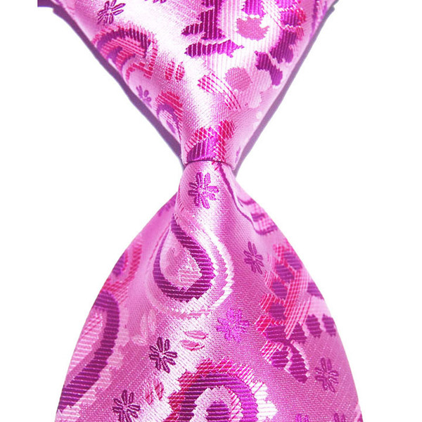 Silk Tie Paisley Gift For Men Necktie 10cm Width Fashion Pink Jacquard Woven Formal Wear Business Suit Wedding Party Christmas