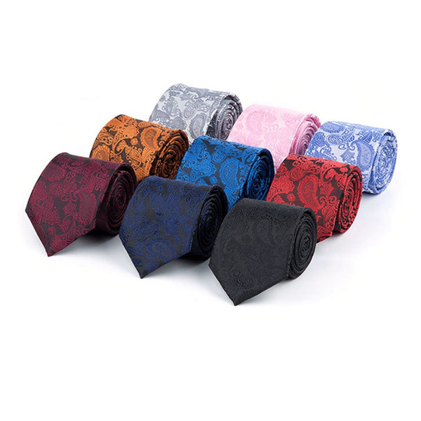 Formal Business Jacquard Polyester Tie 7.5 cm Floral Necktie For Men Woven Necktie Plaid Neck Ties Red Printing Wedding Party