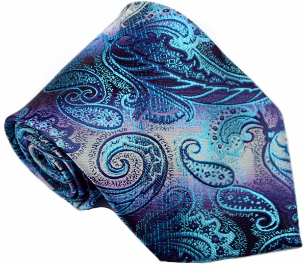 Brand New New 3.6'' Paisley Purple Turquoise JACQUARD WOVEN Silk Men's Tie Necktie