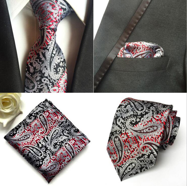 127 styles Paisley Stripes Plaids Dots Men Ties Neck Ties Set Square Hanky Silk Fashion Classic tie Handmade Wedding High Quality Neckties