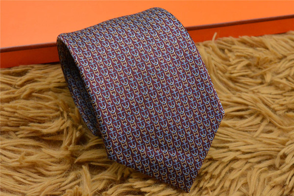 2019 tie fashion brand men's silk ties 8.0cm Neck Ties yarn-dyed monogram tie brand gift box tie