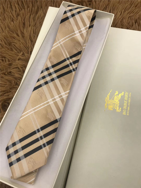 High quality brand Designer tie silk tie with packing box classic plaid ties brand men's casual narrow tieith for gift RT44w0