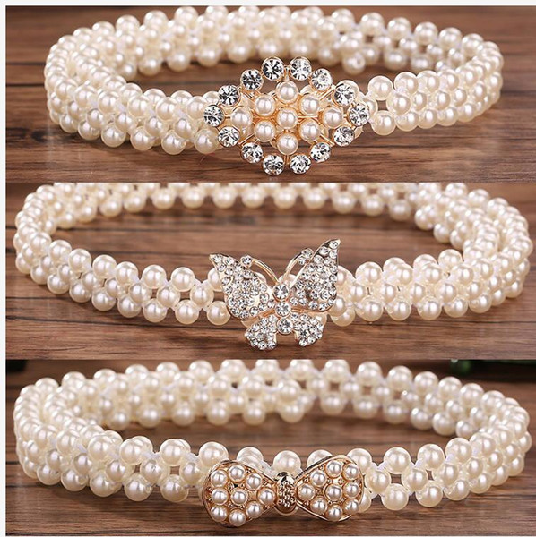 The pearl waist chain female decoration belt matches the dress fine elastic waist seal to match the Korean version fashion accessories