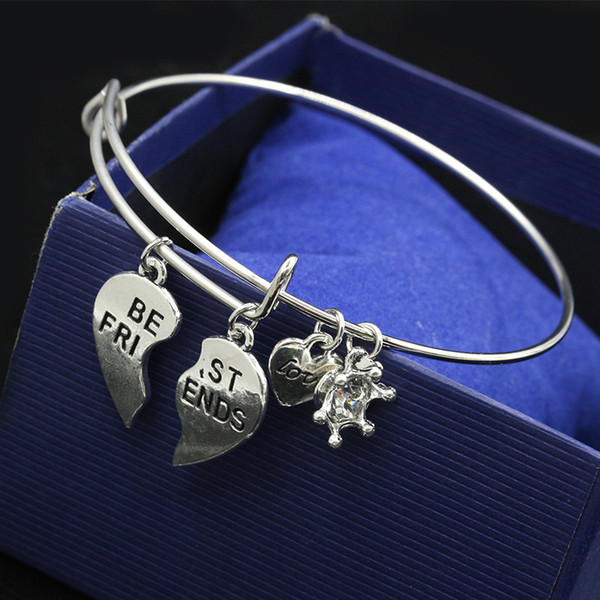 Ebay explosion broken heart Best Friends friend jewelry alloy pendant bracelet factory wholesale