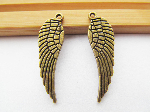 100pcs 8.80mmx30mm Antique Silver tone/Antique Bronze Single Angel Wing Pendant Charm/Finding,DIY Accessory Jewelry Making