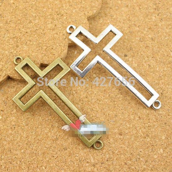 300pcs Antique Silver/Antique Bronze Side/Sideway Hollow Blank Cross Connector Charm/Finding,DIY Accessory Jewellry Making