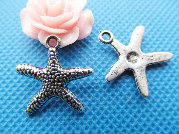 300pcs 19mmx19mm Antique Silver tone/Antique Bronze Starfish Pendant Charm/Finding,for Bracelet,DIY Jewellry Accessory