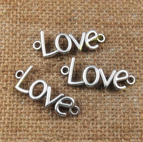 300pcs Antique Silver tone/Antique Bronze/Golden Sideway Love Connector Pendant Charm/Finding,for Bracelet, Jewellry Accessory