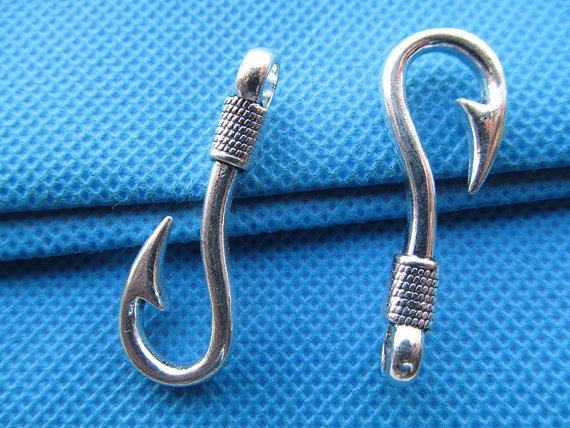 Free Shipping 100pcs Thick Antique Silver/Antique Bronze Fish Hook Connector Pendant Charm/Finding,DIY Accessory Jewellry Making