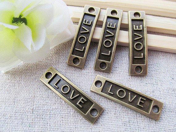 100pcs Antique Silver tone/Antique Bronze Sideway Love Side Way Connector Pendant Charm/Finding,Bracelet Charm,Necklace Pendant