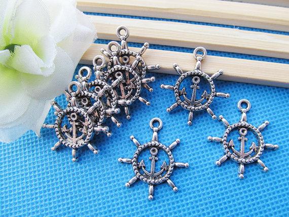 100pcs Antique Silver tone/Antique Bronze Anchor Rudder Connector Pendant Charm/Finding,DIY Accessory Jewelry Making