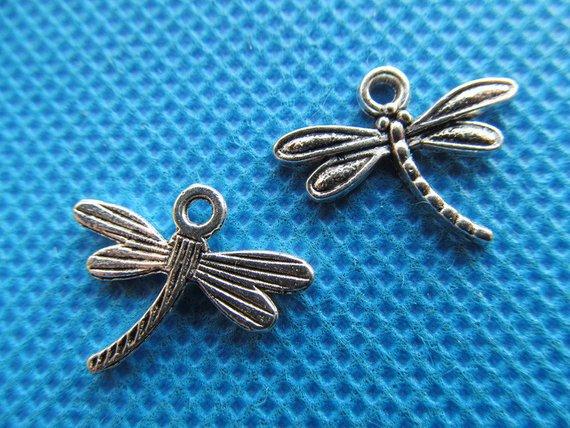 200pcs 15mmx18mm Antique Silver tone Filigree Cabinet Dragonfly Pendant Charm/Finding,DIY Accessory Jewellery Making