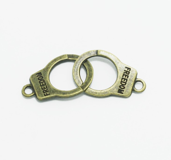 100pcs Antique Silver tone/Antique Bronze Lovely Freedom Handcuffs Connector Pendant Charm/Finding,Bracelet Charm,Necklace Charm