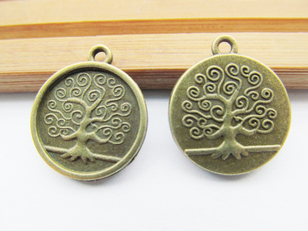 100pcs 15mm Antique Silver tone/Antique Bronze Filigree Lucky Wish Tree of Life Round Pendant Charm/Finding,DIY Accessory