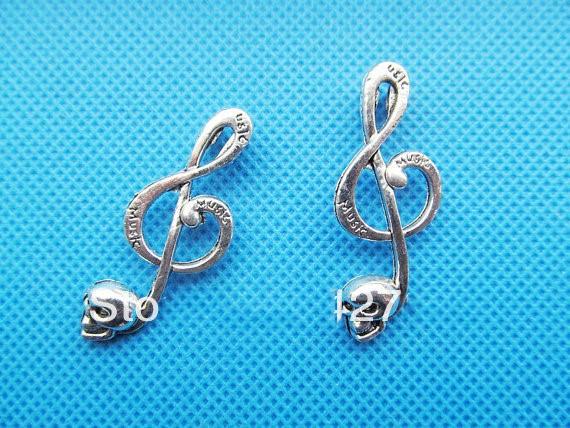 100pcs Antique Silver tone/Antique Bronze Skull Music Note Connector Pendant Charm/Finding,Bracelet Charm,Necklace Charm,DIY