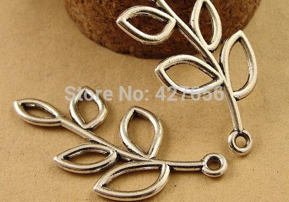 100pcs 19mmx41mm Antique Silver tone/Antique Bronze Hollow Peace Branch & Leaves Connector Pendant Charm/Finding,DIY Accessory