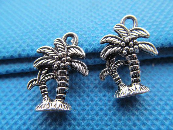 200pcs Antique Silver tone/Antique Bronze Filigree Cocos Nucifera/Palm Tree/Tree Pendant Charm,DIY Accessory Jewellry Making