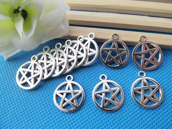 200pcs 17mmx20mm Antique Silver tone/Antique Bronze Round Five Pointed Star Connector Pendant Charm/Finding,DIY Accessory