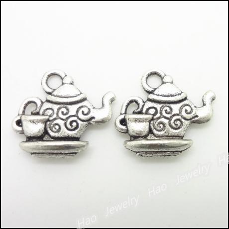 400 pcs Vintage Charms Tea set Pendant Antique silver Fit Bracelets Necklace DIY Metal Jewelry Making