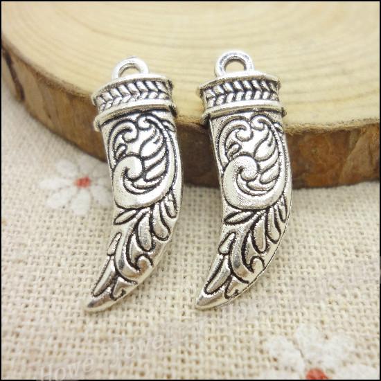 400 pcs Vintage Charms Ivory Pendant Antique silver Fit Bracelets Necklace DIY Metal Jewelry Making