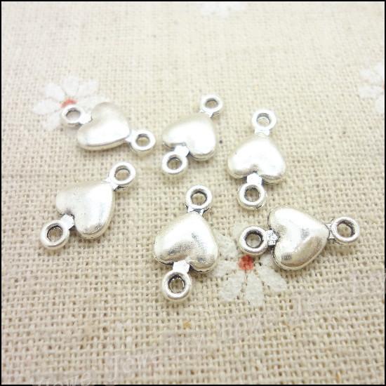 500pcs Vintage Charms Heartshaped Pendant Antique silver Fit Bracelets Necklace DIY Metal Jewelry Making