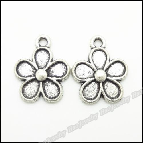 500 pcs Vintage Charms Flower Pendant Antique silver Fit Bracelets Necklace DIY Metal Jewelry Making