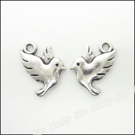 500 pcs Vintage Charms Birds Pendant Antique silver Fit Bracelets Necklace DIY Metal Jewelry Making