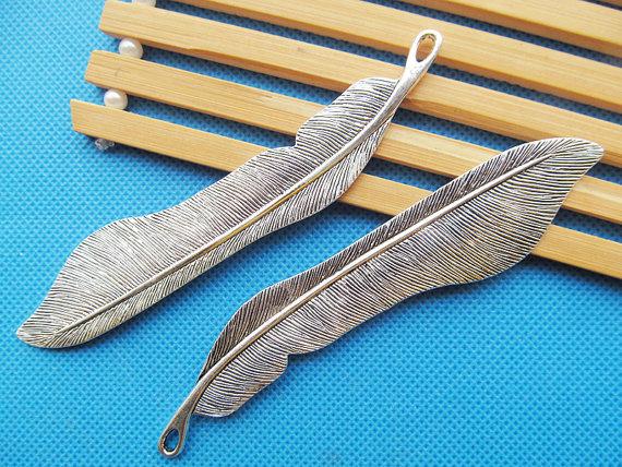 20pcs Antique Silver tone/Antique Bronze Feather Hair Kanzashi/Bookmark Pendant Charm/Finding,DIY Jewelry Accessory