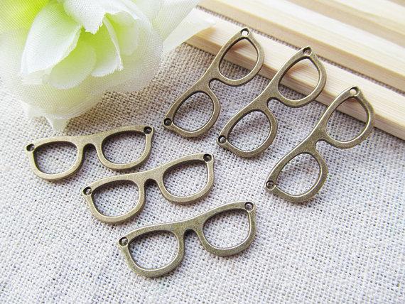 200pcs Antique Silver tone/Antique Bronze Eyeglass Connector Pendant Charm/Finding,for Bracelet,DIY Jewelry Accessory