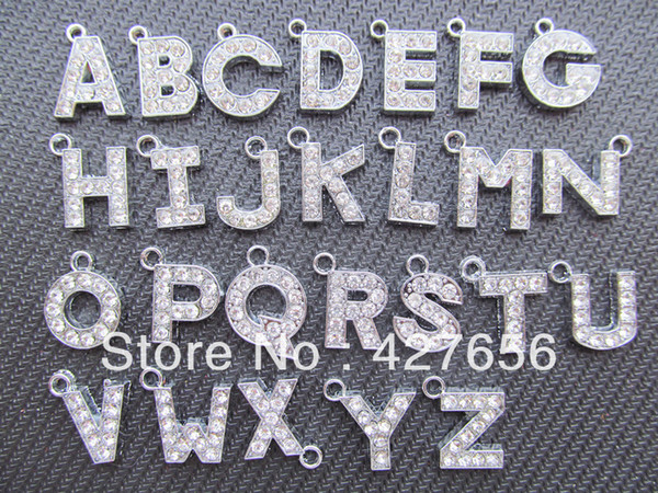 260pcs/One set Cute Cabinet Silver tone Alphabet Letter Pendant Charm/Finding,Bestridden White Rhinestone,DIY Accessory