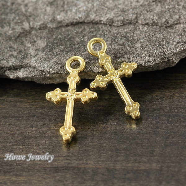 200pcs vintage cross Charm Gold-color Fit Bracelets Necklace DIY Metal Jewelry Making C001