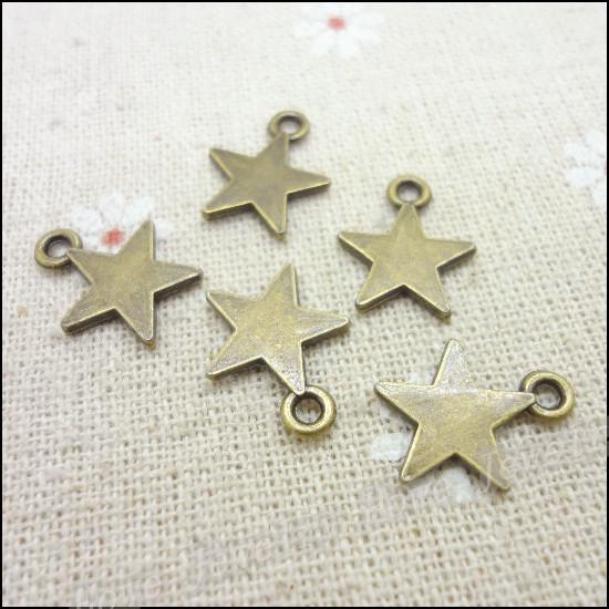 Wholesale 500pcs Vintage Charms Five-pointed star Pendant Antique bronze Fit Bracelets Necklace DIY Metal Jewelry Making