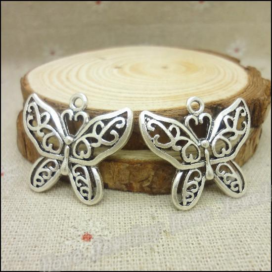 Free shipping! 320pcs Antique silver Charms Butterfly Pendant Fit Bracelets Necklace DIY Metal Jewelry Making